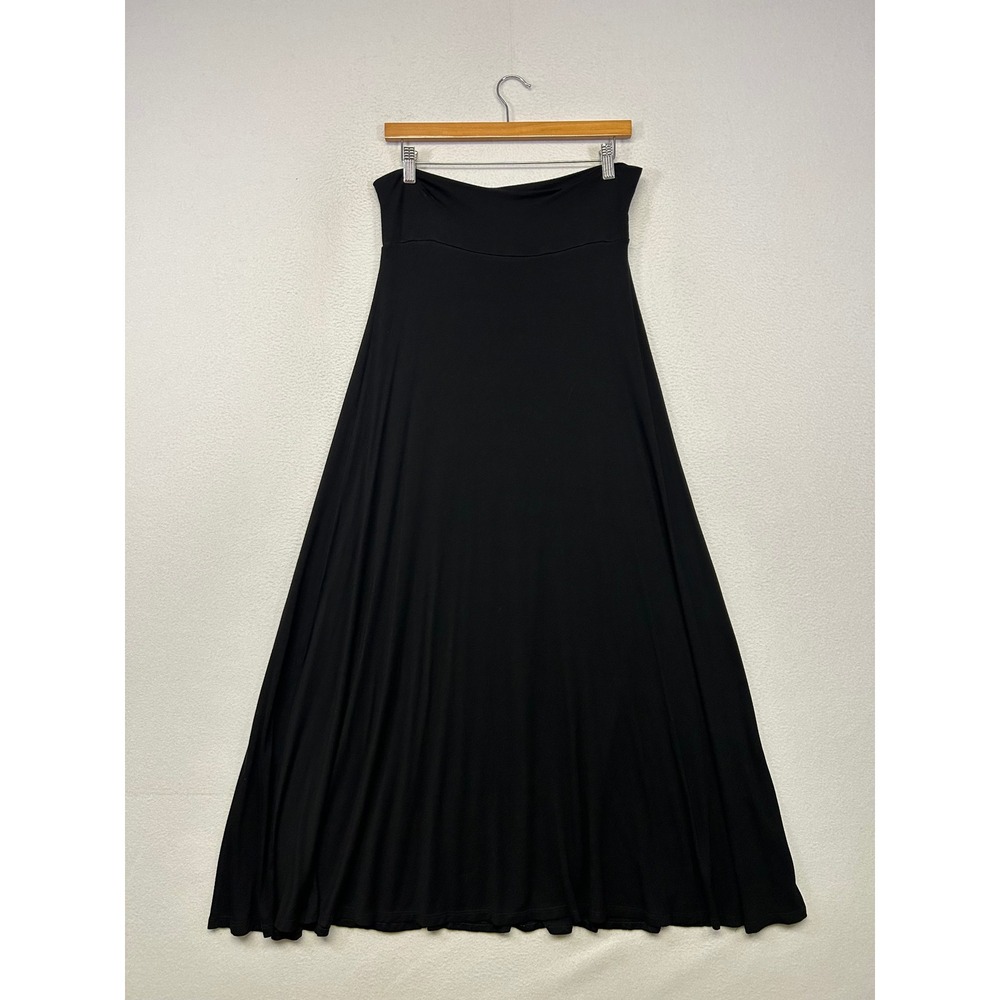 Lock & Love High Waist Jersey Maxi Skirt Womens Large Black Capsule Basic A-Line
